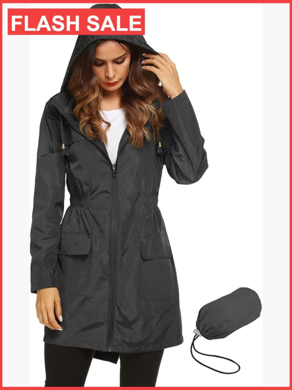 Waterproof Lightweight Hooded Rain Jacket Active Outdoor